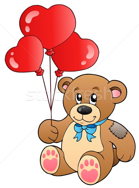 Stock photo: Cute teddy bear with balloons
