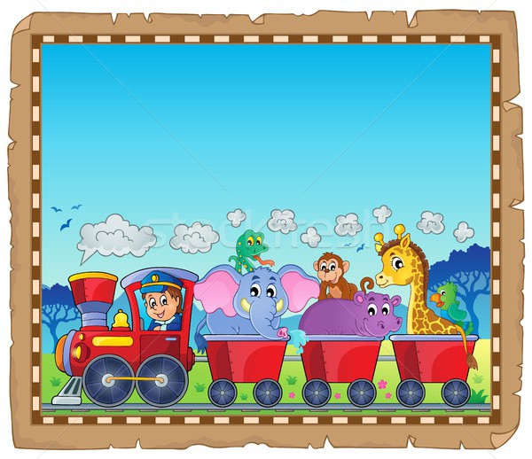 Train with animals theme parchment 1 Stock photo © clairev