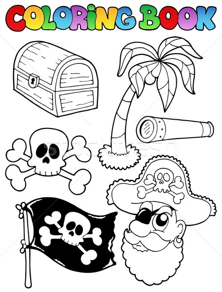 Stock photo: Coloring book with pirate topic 7