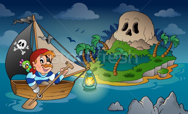 Theme with pirate skull island 2 Stock photo © clairev