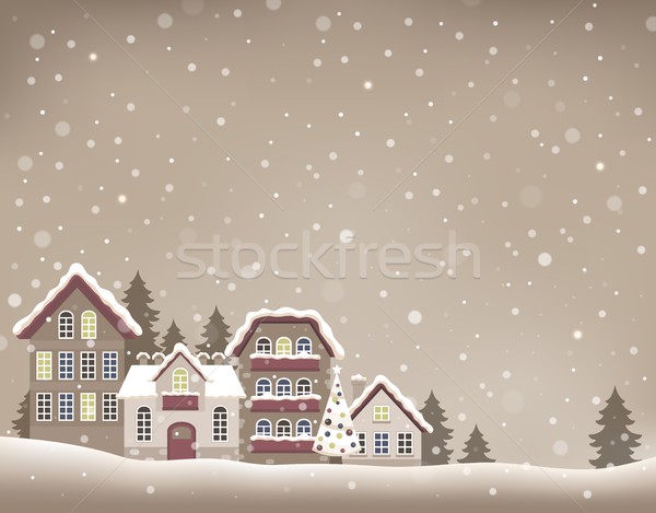 Stilize Noel köy görüntü ağaç dizayn Stok fotoğraf © clairev