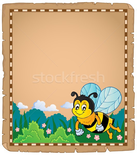 Parchment with happy bee theme 1 Stock photo © clairev