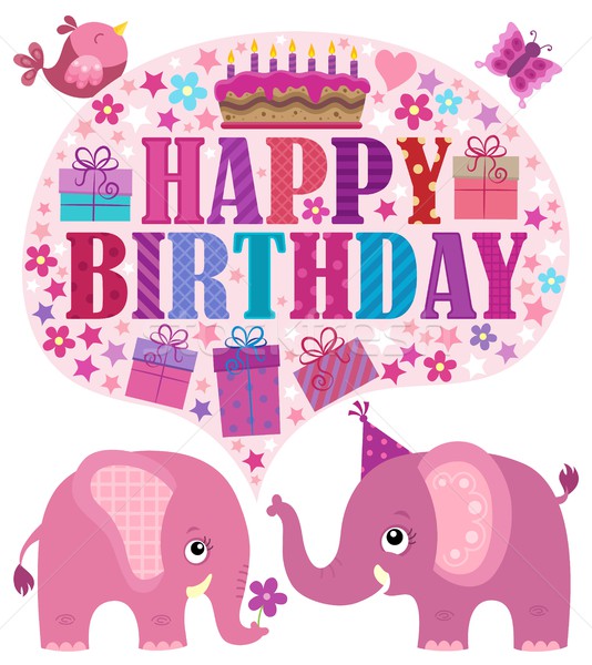 Happy birthday theme with elephants 3 Stock photo © clairev