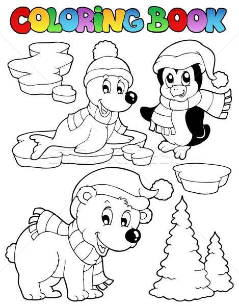 Coloring book wintertime animals 2 Stock photo © clairev