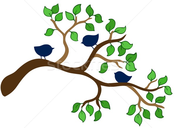 Branch with three small birds Stock photo © clairev