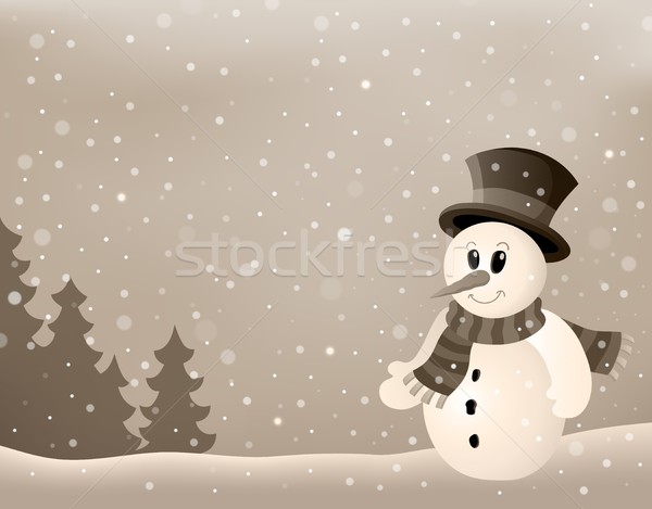 Stylized winter image with snowman 4 Stock photo © clairev