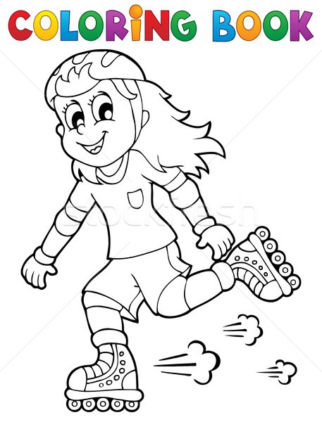 Desenho Página Colorir Menina Dos Desenhos Animados Nos Patins Com imagem  vetorial de Oleon17© 359205504