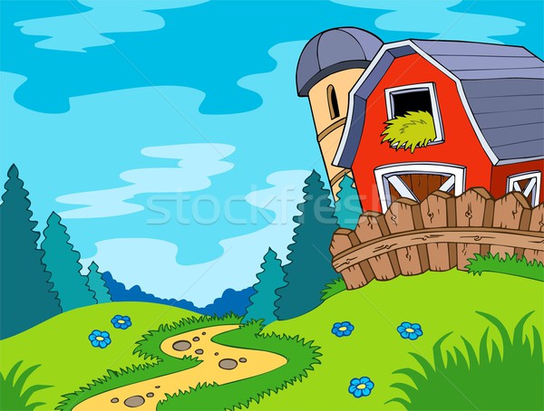 Country landscape with barn Stock photo © clairev