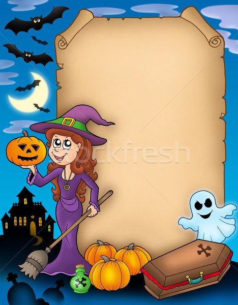 Halloween perkament objecten kleur illustratie Stockfoto © clairev