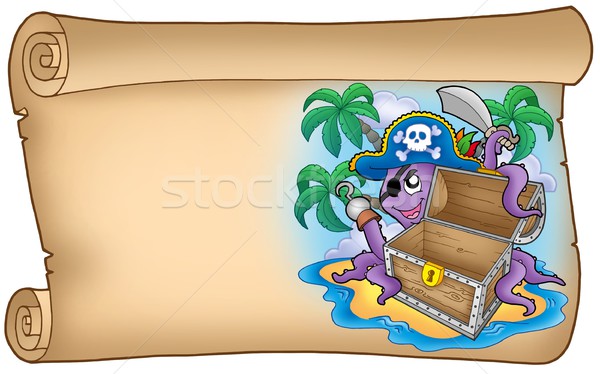 Photo stock: Vieux · défiler · pirate · poulpe · couleur · illustration