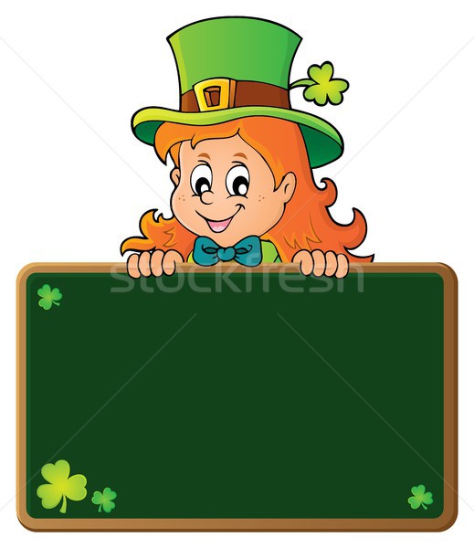 Leprechaun girl holding greenboard 1 Stock photo © clairev
