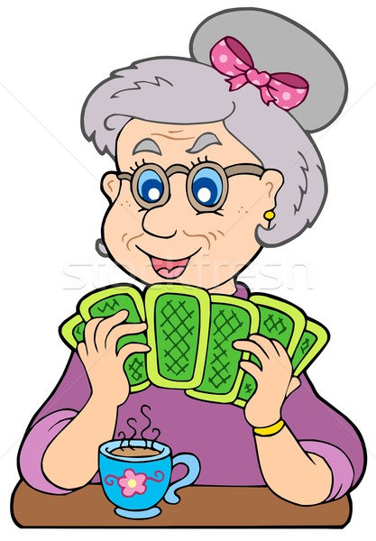 Old lady playing poker Stock photo © clairev