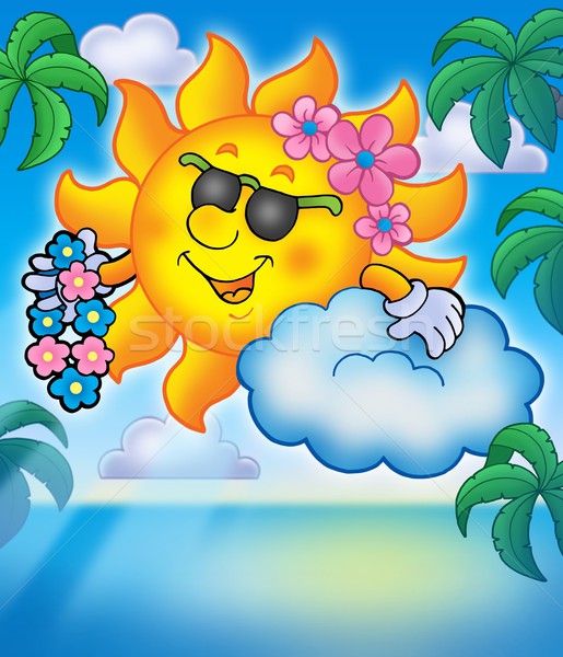 Hawaiian sun with palms Stock photo © clairev