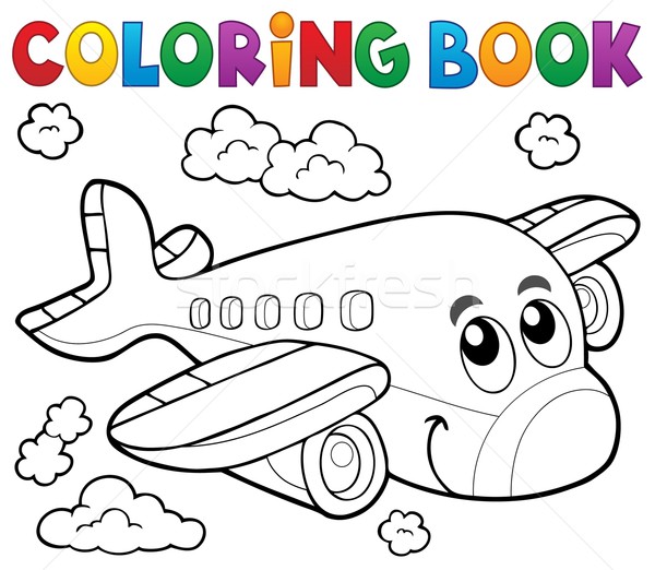 Coloring book airplane theme 2 Stock photo © clairev