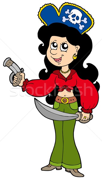 Cute pirate girl with pistol and sabre Stock photo © clairev