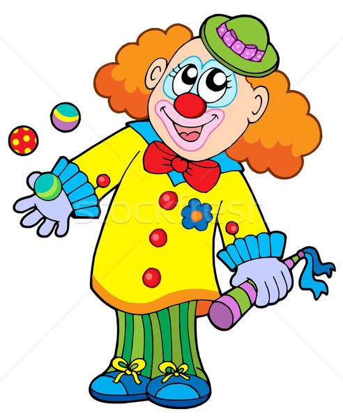 Glimlachend cartoon clown man gelukkig haren Stockfoto © clairev