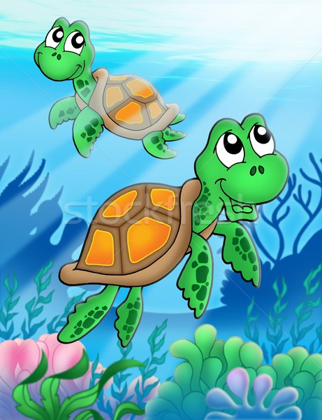 Weinig zee schildpadden kleur illustratie natuur Stockfoto © clairev