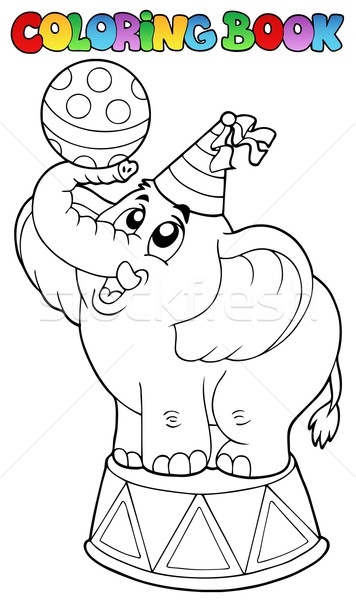 Stockfoto: Kleurboek · circus · olifant · glimlach · partij · boek