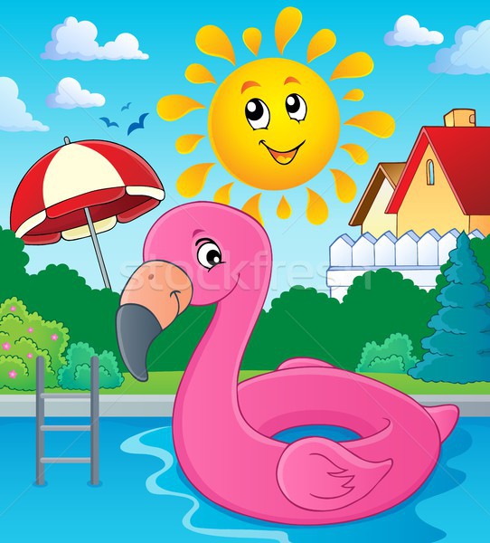 фламинго плот изображение солнце бассейна игрушку Сток-фото © clairev