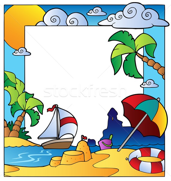 Stockfoto: Frame · zomertijd · water · zee · blad · zomer