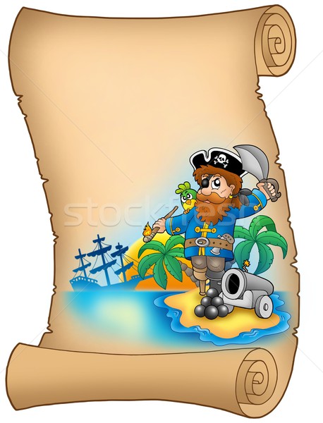 Pergament pirat tun culoare ilustrare apă Imagine de stoc © clairev