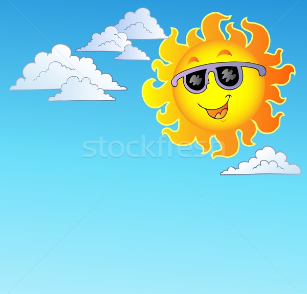 Stock fotó: Boldog · nap · napszemüveg · égbolt · absztrakt · terv