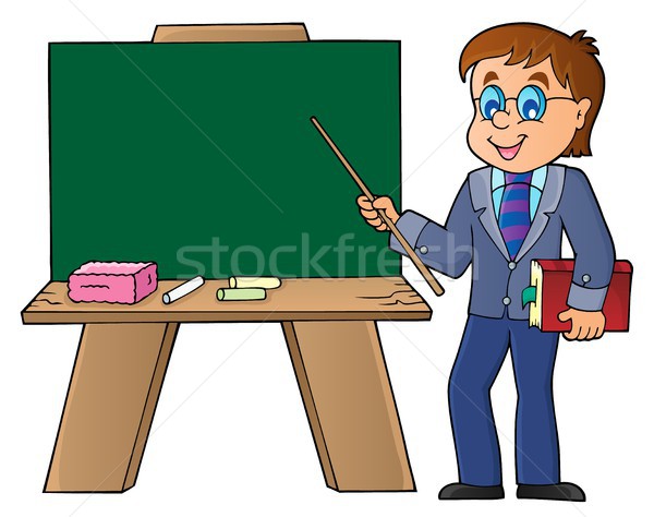Stock photo: Man teacher standing by schoolboard