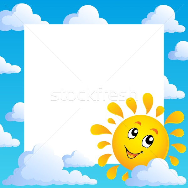 Sonne Rahmen Design Kunst Wolke lächelnd Stock foto © clairev