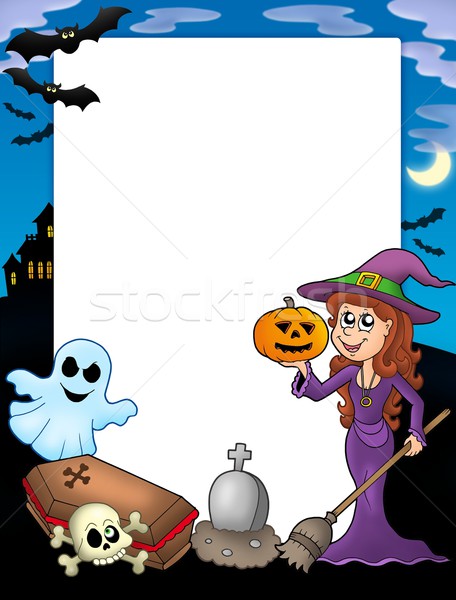 Halloween frame objecten kleur illustratie Stockfoto © clairev