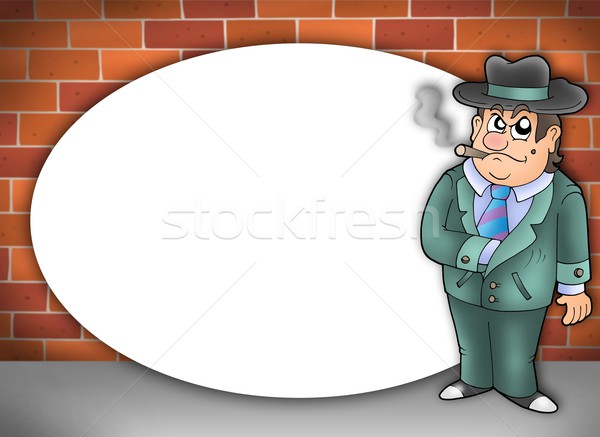Round frame with cartoon gangster Stock photo © clairev