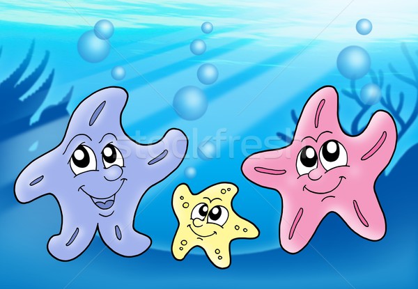 Starfish семьи играет пузырьки цвета иллюстрация Сток-фото © clairev