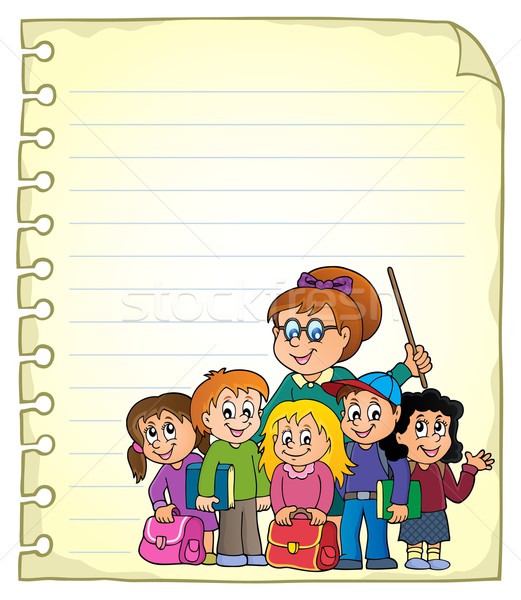 Cuaderno página escuela clase mujer ninos Foto stock © clairev