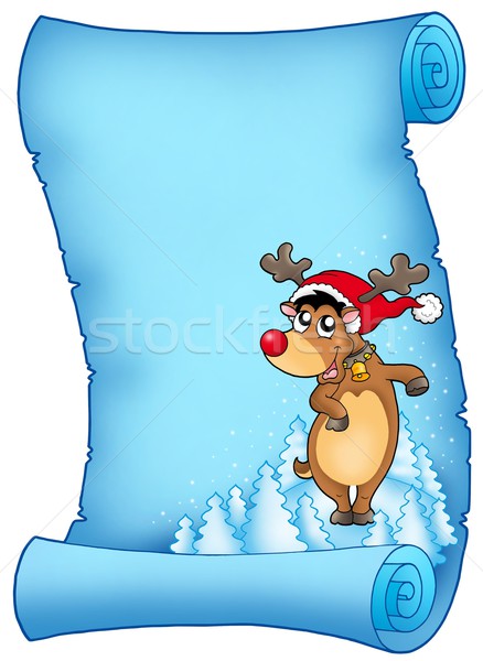 Blue parchment with Christmas reindeer Stock photo © clairev