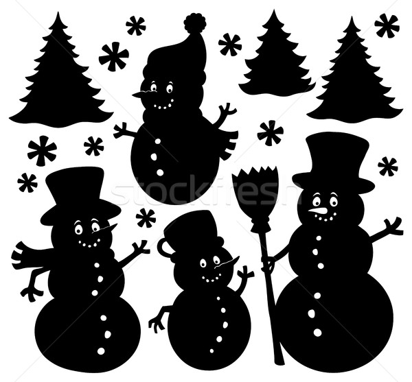 Snowmen silhouettes theme set 1 Stock photo © clairev