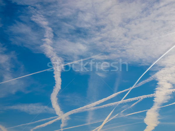Kék ég repülőgép háttér füst kék repülőgép Stock fotó © claudiodivizia