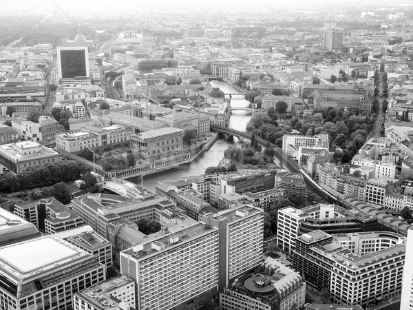 Berlin légifelvétel kilátás város Németország feketefehér Stock fotó © claudiodivizia