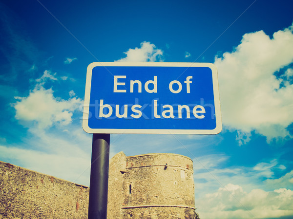 Stock photo: Retro look End of bus lane