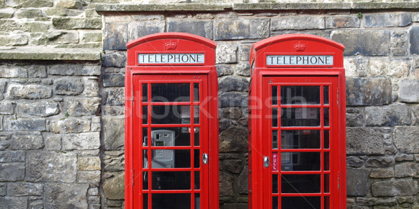 Foto stock: Londres · telefone · caixa · tradicional · vermelho · telefone