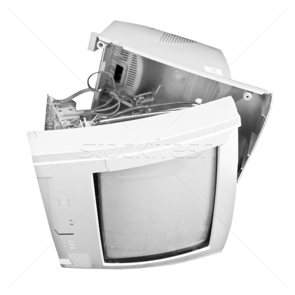 Zdjęcia stock: Starych · telewizor · podziale · odizolowany · biały · telewizji