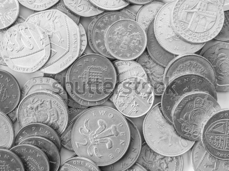 Brytyjski funt monety makro obraz monet Zdjęcia stock © claudiodivizia