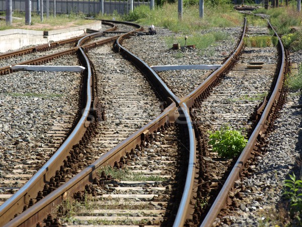 Vasút részlet vasúti sinek vonat metró szállítás Stock fotó © claudiodivizia