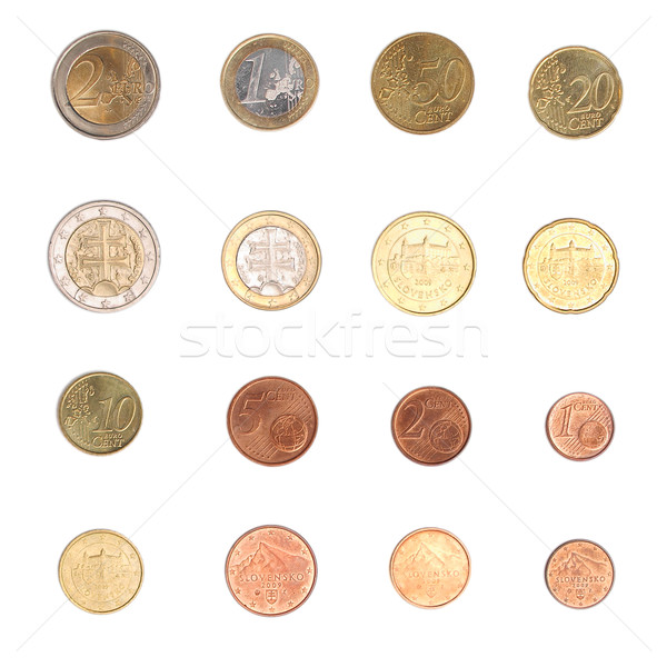 Euros moneda Eslovaquia monedas ambos internacional Foto stock © claudiodivizia