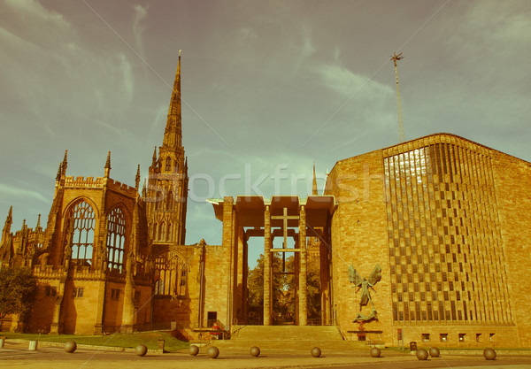 Retro looking Coventry Cathedral Stock photo © claudiodivizia