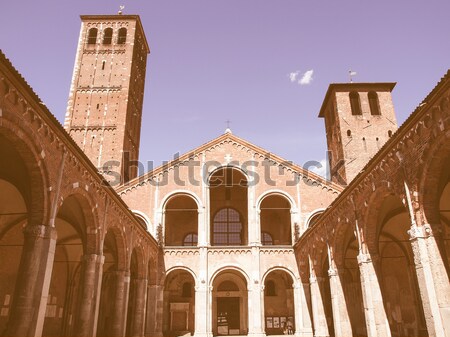 Retro looking Sant Ambrogio church, Milan Stock photo © claudiodivizia