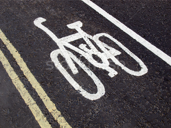 Bicikli sáv felirat bicikli utca utazás Stock fotó © claudiodivizia