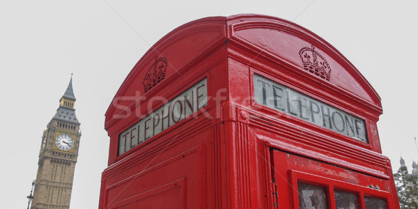 Foto stock: Londres · teléfono · cuadro · tradicional · rojo · teléfono