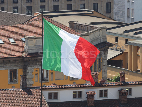 итальянский флаг Италия крыши королевский дворец Милан Сток-фото © claudiodivizia