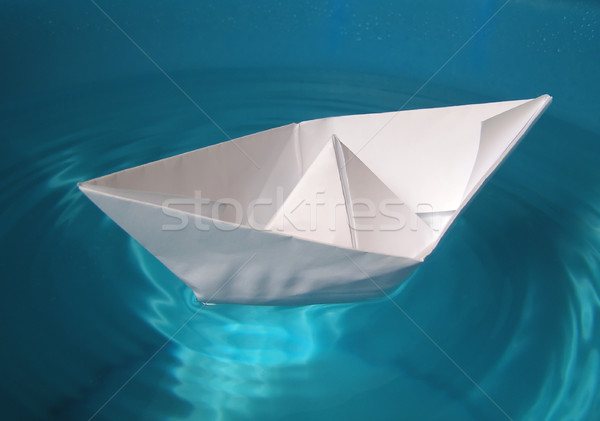 Foto stock: Papel · buque · agua · mar · azul · tormenta