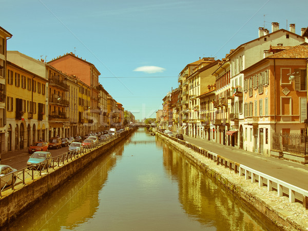 Retro looking Naviglio Grande, Milan Stock photo © claudiodivizia