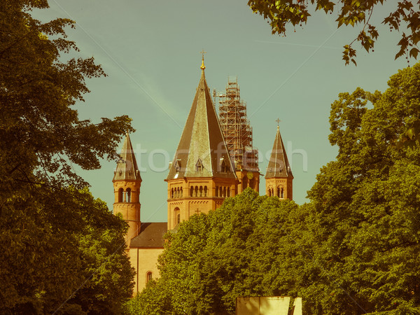 Retro looking Mainz Cathedral Stock photo © claudiodivizia